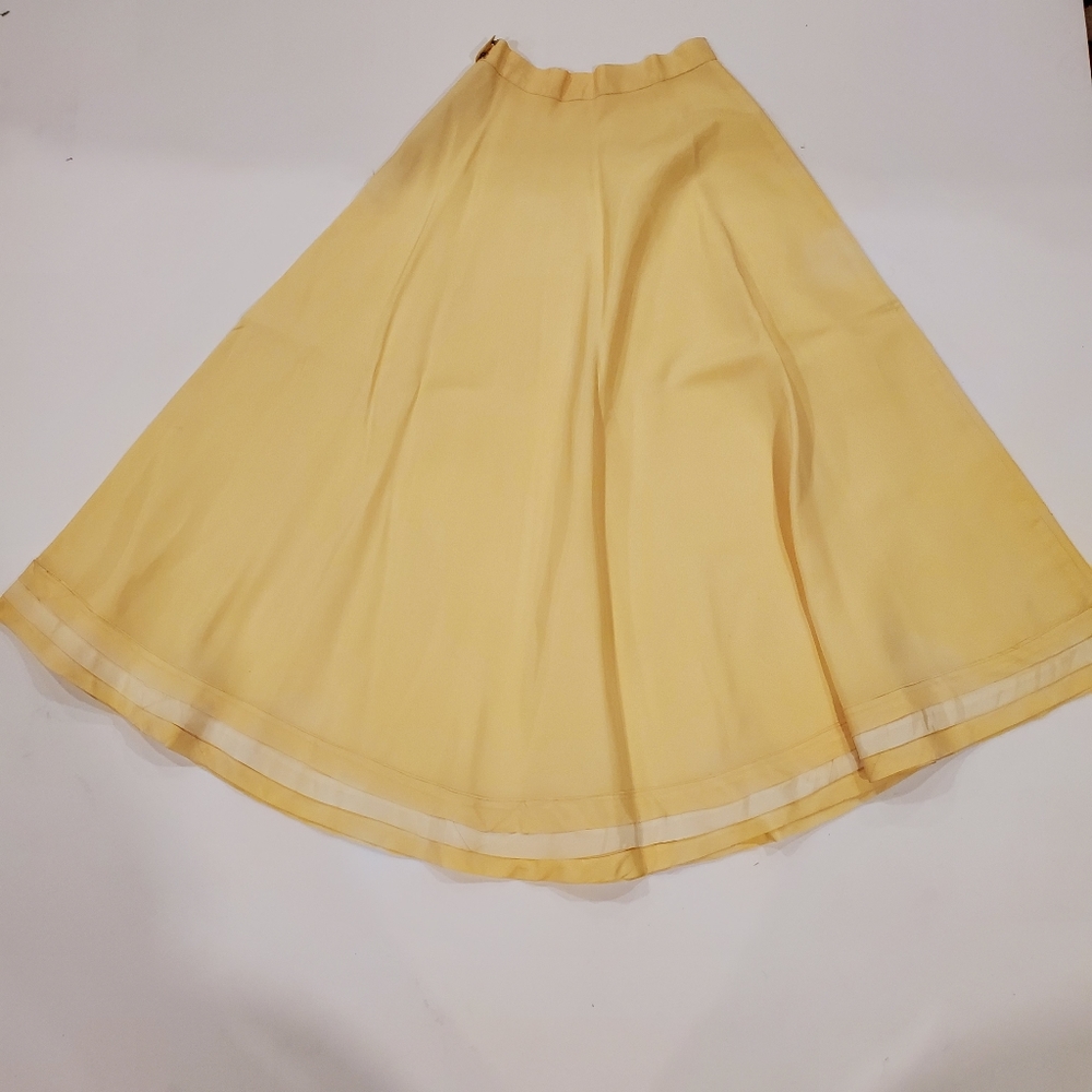 VINTAGE 40s 50s taffeta skirt buttercup yellow - Picture 2 of 12